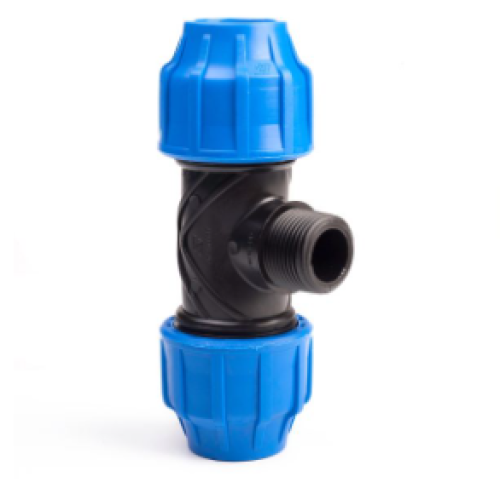 20mm x 1/2" PP Male Union Tee 90° for MDPE Pipe 20mm x 1/2" PP Male Union Tee 90° for MDPE Pipe