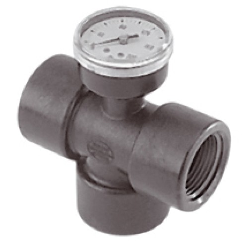 1 inch F Tee-  1/4 inch FGP - Gauge Tee
