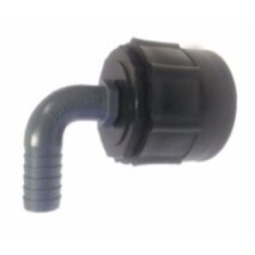 1/2" - IBC Connector with Barbed PVC Hosetail Elbow Connector