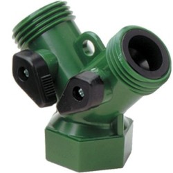 Dual Garden Hose Shut-Off Tap 3/4" Female x 3/4" Male x 3/4" Male Garden Hose Threads