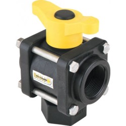Banjo Polypropylene 3 Way Ball Valve 1"1/2 Female Thread L Port