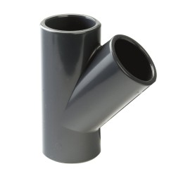 16mm PVCu Plain Tee 45 Degree